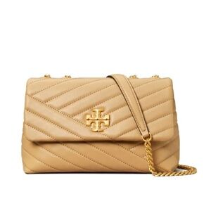 Tory Burch Small Kira Sand Beige Chevron Shoulder Bag, Great Used Condition